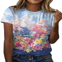 NIUER BUTTERFLY TOPS Bluza za ženske ležerne majice Ljetni kratki rukav Cvjetni majica za dame