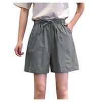 Summer Casual High Squiste Hlače za ženske kratke hlače na širokim nogama udobne labave vruće hlače izvlačenja Bermuda šorc