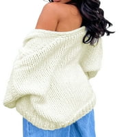Ženski džemper V kabl za vrat Klint Cardigan Contrast Color Jumper Pulover Zimski vrh
