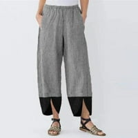 Pantalone pantalone za žene, ležerne pamučne posteljine čvrsti patchwork nepravilne labave hlače za