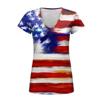 Dan neovisnosti tiskani majice Žene V-izrez Dnevno ljetne vrhove Amerikanka 4. jula Kratki rukav košulje Ležerne prilike Ležerne prilike za slobodno vrijeme