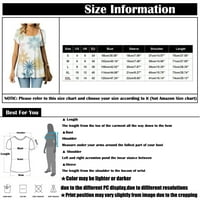 Ženske vrhove bluza Žene kratki rukav modni grafički otisci T-majice Scoop vrat Ljetna tunika Tee plave s