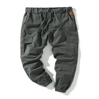 Colisha muške pantalone za vuču naftering Solid Boja teretna hlače na otvorenom elastična struka dna gvožđa GREY XXL