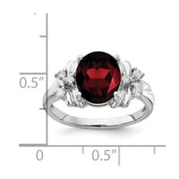 Čvrsta 14k bijeli zlatni granat januar crveni dragulj dijamantskih prstena