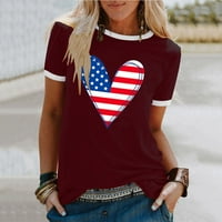 Hinvhai prevelike majice za žene odobrenje plus veličine Dan nezavisnosti Žene tiskane majice kratkih