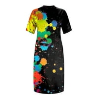 Žene kratki rukav A-linijski duljina koljena modna škapa od tiskana ljetna haljina Multicolor 5xl