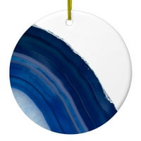 Razlikovanje visećih keramičkih Christmass Tree Ornament sa zlatnim nizom - odličan poklon Prečnik - tamno plavi agatski kristalni geode