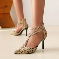 Ženske cipele casual nazad Zip Leopard Ispis Sandale Super High Heel upečatljivi prst ušutljivi