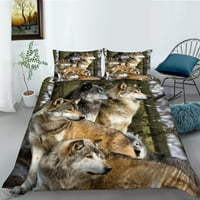 Wolf tiskani jedinstveni dizajnerski posteljina pokrivača za pokrov za pokrov sa jastučem, punom