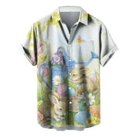 Havajski košulje za kuglanje za muškarce kratki rukav Uskršnji zeko jaja Ispiši gumb dolje majice Ljetna kuća za odmor Majica Ležerne prilike sa džepom Yellow XXL