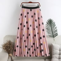 Xiuh Polka Dot Print ženska suknja Elasticc struka Swith dugačka suknja A-line nagnuta suknja za žene