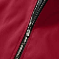 Symoidna jesenska odjeća za muškarce - modna casual bejzbol uniformna jakna ovratnik čvrsti džep patentni zatvarač dugih rukava na vrhu jaknog kaputa crvena l