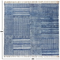 Casavani indijski prirodni plavi pamučni Dhurrie geometrijski područje tepiha