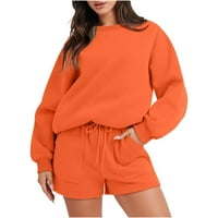 Ženski džemper postavlja sportske staze Ležerne prilike Comfy Fall Solicy Elastic Shars Hots Loungeward Holiday Dugi rukav Duks okruglog vrata Proljeće Orange XXXL