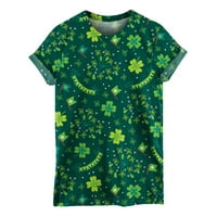 Olyvenn Save Big T majice za žene St. Patrick's Day Grafički modni ženski bluza kratki rukav Lucky Clover Crew Crt Lety Trendi pokloni za žene Slobodno vrijeme Zeleno 10