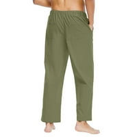 Muške pamučne pantalone elastične struk za crtanje struka lagane ljetne hlače za plažu zelena m