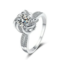 1-2ct Moissitni prstenovi za žene okrugli rez D u boji VVS Sterling Silver Diamond Angažman prstenovi