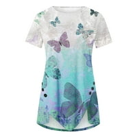 Scyooekwg casual vrhovi za žene kratki rukav majice Looze Fit Bluzes Trendy Ležerne prilike leptirske
