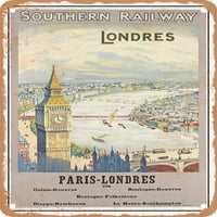 Metalni znak - Južna željeznica Londres Paris Londres Vintage ad - Vintage Rusty Look