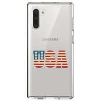 Distinconknk Clear Shootfofofofofoff Hybrid futrola za Samsung Galaxy Note - TPU branik akrilni zaštitni ekran za hladnjak - USA Light Art Flag Crvena bijela i plava