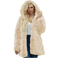 FAU kaput žene dugačke s kapuljačom zimske tople kapute FAU kaput topla krznena jakna s dugim rukavima