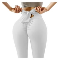 pxiakgy joga kratke hlače za žene sa bowknot yoga fitness pant boja elastične modne trkačke gamaše žene joga hlače bijele + l