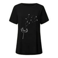 Kratka majica Osnovni vrhovi Grafički tees Loot Fit Casual Bluse Crewneck Dukseri Trendy tiskane košulje za žene kratke rukave