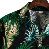 Rovga majice Muški posteljina etnička kratka rukava Ležerna štamparija Havajska majica Majica Moderan