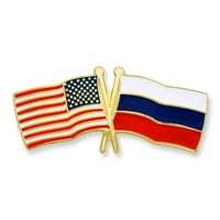 Pinmart's USA i Rusija prekrižena zastava za zastavu za prijateljstvo Enamel rever