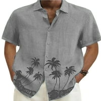 Sanviglor Muške ljetne košulje dolje majica kratki rukav bluza Havajski vrhovi Odmor TEE Grey M