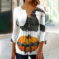 CLlios Womens Halloween majice Smiješne grafičke majice bundeve bluza za vještačke rukav Okrugli izrez