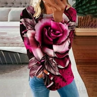 Fanxing Ženska tunika Duks cvjetno tiskano majica s dugim rukavima Jesen Ležerne prilike pulover TOPS