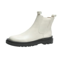 Ymiytan Womens Chelsea Boot okrugli nožni čizme Elastične radne cipele Svečane casud udobne vodootporne čizme Bijela 5