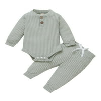 Sunost za bebe odjeću set Solid Romper elastične struke hlače za spavanje odjeća za djevojčice Celadon