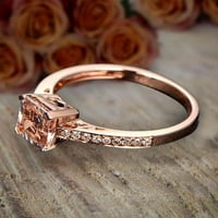 Antique Design 1. Karati Princess Cut morgatit i dijamantni zaručni prsten u 10K ruži