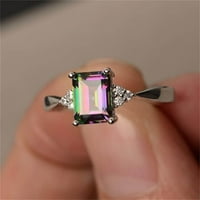 Duhgbne Žene Ring Sterling Silver Rainbow Angažiranje vjenčanih prstenova boja
