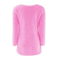 Vedolay Ženski džemperi Žene Trendy Fall Modni džemperi Klintni rebrasti pulover trake, vruće ružičaste