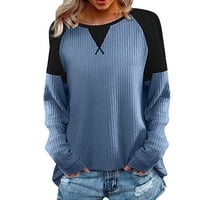 Majice za žene Modni okrugli vrat Vrhunski ubod pulover casual labav majica jesenska zimska ženska odjeća