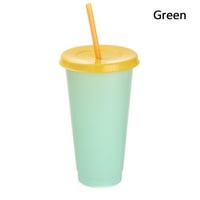 Modna temperatura Prijenosna boja u boji plastične čaše za kavu šalica za slamu pića zelena