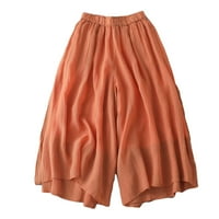 Clearsance Capris za žene 7,00 dolara, casual labave široke pantalone za noge Capris za ženu Narančasta