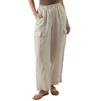 OCIVIESR ženske casual čistog gumba za crtanje utrošenih hlača elastične hlače velike struke sa džepovima