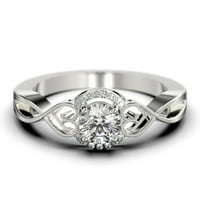 Zasljepljujući pola halo 1. Karat Round Cut Diamond Moissite Angažman prsten za vjenčani prsten u sterlingu srebra sa 18k bijelim zlatnim oblogom, poklon za njen, osnivački prsten, obljetni prsten