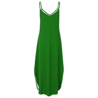 Ženska maxi haljina od pune boje Ljetne casual sandress split duge haljine Flowy Beach Maxi haljina