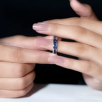 Laboratorija Oblik Baguette stvorio je plavu safirnu poluvremenu prsten, 14k bijelo zlato, US 5,00
