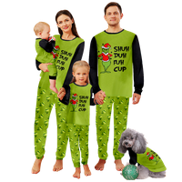 Porodične božićne pidžame setovira sretan božićni claus crtani zeleni tiskani veličine za odrasle-djecu-baby-kućni