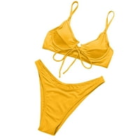 HERNALISA Ženska solidna boja Split Diamond Bikini kupaći kostim bikiniji za žene prodaju