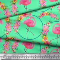 Soimoi pamučna kambrska tkaninska tkanina cvjetna vijenac i flamingo ptica od tiskanog tkanine širom