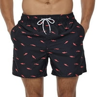 Ecqkame Muška havajska ljetna plaža Shorts Clearence Muškarci Prozračne čipke Vodootporne četvrtine hlače Plaže kratke hlače Sportske casual pantalone Watermelon Red XXXXL