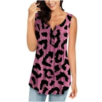 Ljetna rasprodaja Ženska modna leoparda Ispis za prah ležerne majice bez rukava TOP PINK PINK XXXXL