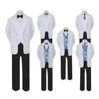5- Formalno crno bijelo odijelo set tamno sivi luk kravate prsluk dječak za bebe